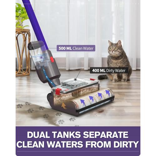 Electric Wet Dry Mopping Head for V15 V8 V7 V10 V11 Vacuum Cleaner, Automatic Cleaning Roller Brush for Various Hard Floors, Great for Sticky Messes and Pet Hair, 2024 New