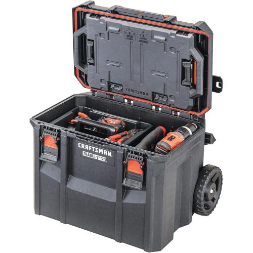 CRAFTSMAN TRADESTACK Tool Box with Wheels, Waterproof, Stackable System, Portable Rolling Storage for Indoor/Outdoor Use, 22.5 Inch (CMST21445)