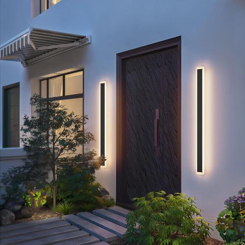 2 Pack 39.4In Long Outdoor LED Wall Light 3000K Modern Exterior Lighting Fixture Exterior Wall Sconce IP65 Waterproof for Garage House Porch