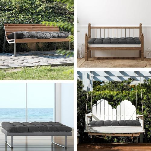 Outdoor Bench Cushion, 59 x 18 Inch, Dark Grey