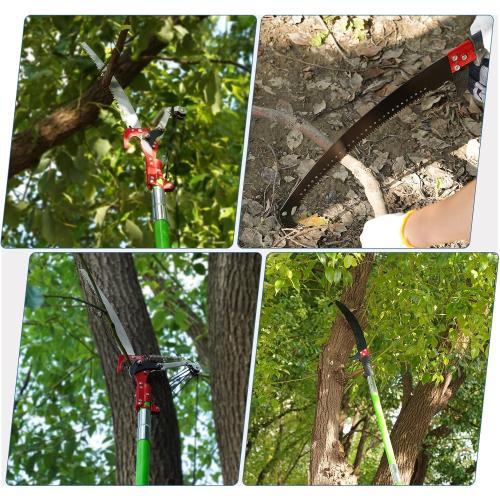 30 Ft Manual Pole Saw, Extendable Tree Pruner Blade and Scissors Set with 9 Fiberglass Handles, Long Branch Pruner Retractable for Backyard and Garden, Bush Cutting and Pruning of Palm Trees