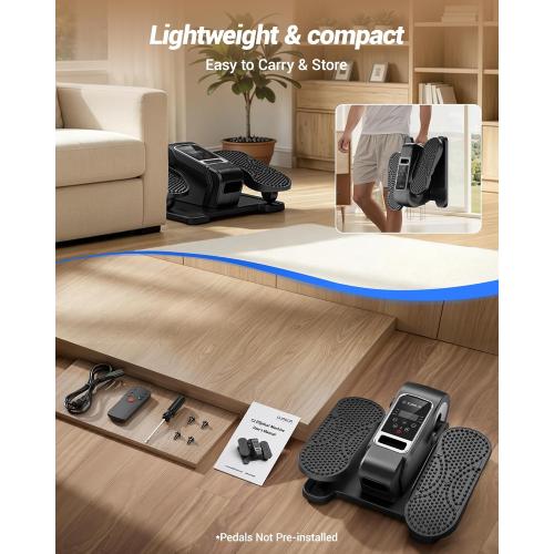 Under Desk Elliptical Machine, Electric Seated Pedal Exerciser, Quiet Leg Exerciser While Sitting for Seniors, Mini Portable Leg Exercise Machine with Remote, Adjustable 12-Speeds, Manual & Auto Mode