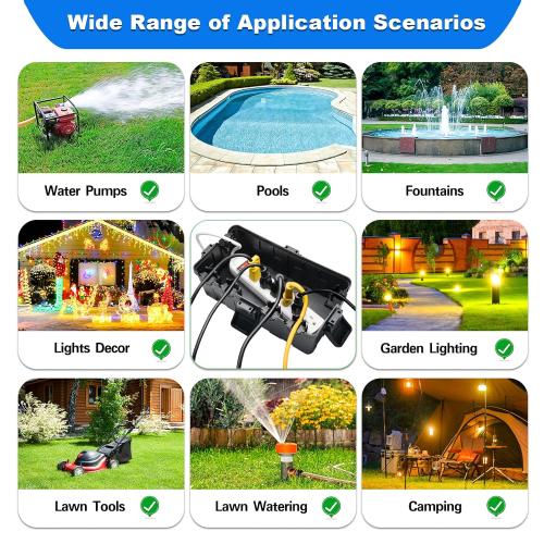 Hrensaw Medium Outdoor Electrical Box(10.6x5.5x4.5inch),IP54 Waterproof Extension Cord Cover w/6 Cable Entry,Weatherproof Connection Box Protect Power Strip,Timer,Plug,Holiday Lights,Black