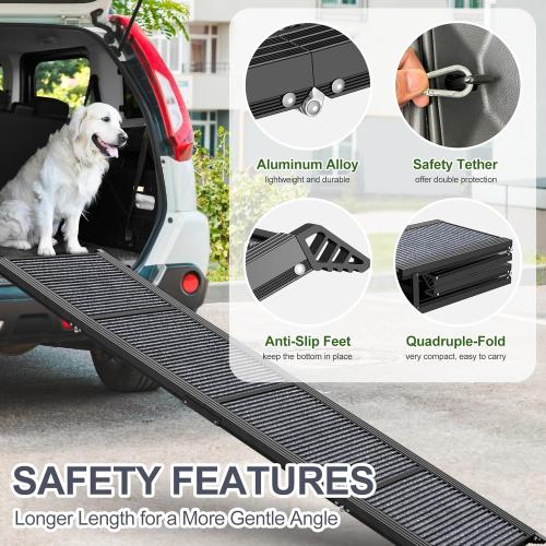 Dog Ramp for Car 63 Long & 17 Wide Portable Dog Ramps for Large Dogs with Non-Slip Rug Surface Dog Car Ramp for SUV Car & Truck, Folding Dog Ramp Up to 250LBS