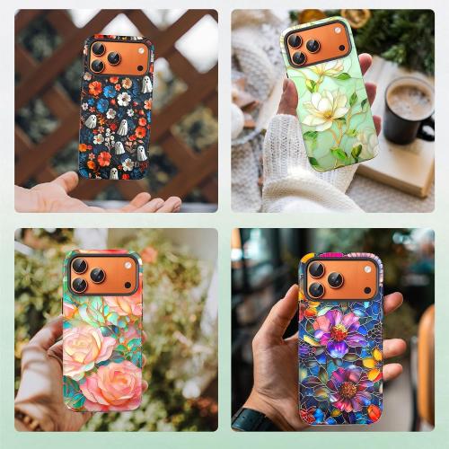 Compatible with iPhone 17 Pro Case 6.3”, Cute Floral Flower Patterns Shockproof Protective Aesthetic Phone Case with Stylish Designs for Women Girl, Vibrant Defined Blossoms