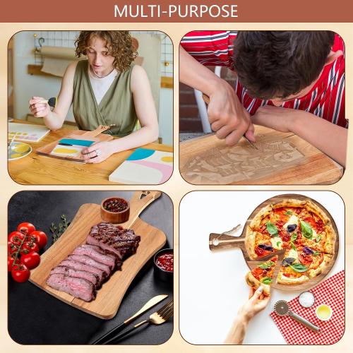Hsei 2 Pcs Wood Cutting Boards with Handle Charcuterie Boards, Practical