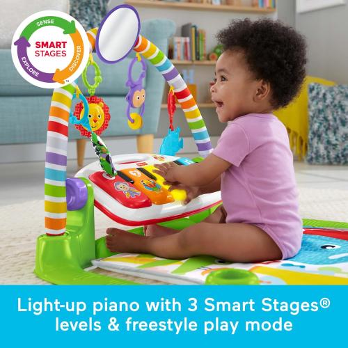 Fisher-Price Baby Playmat Deluxe Kick & Play Piano Gym for Learning & 2 Maracas Soft Rattles for Newborn to Toddler Play Ages 0  Months
