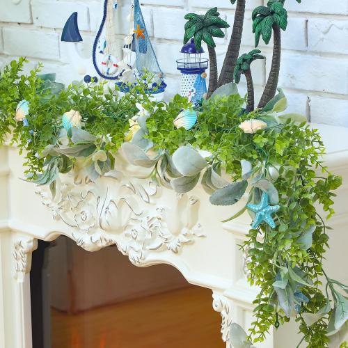 6 ft Coastal Decor Shell Garland Beach Mantel Swag Beach Decor Starfish Table Greenery Seashell Centerpiece Starfish Mantel Garland for Home Dining Bedroom Doorway