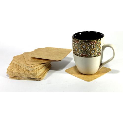 eSplanade Disposable Coaster - Made of Paper (Set of 100) - Use and Throw Reversible Coasters - Perfect for Bar, Hotel, Restaurant Purpose & Parties (Brown Square)