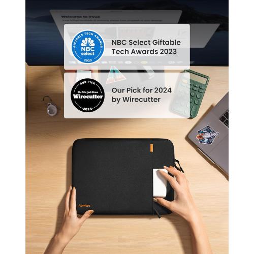 tomtoc 360 Protective Laptop Sleeve for 14-inch MacBook Pro M4/M3/M2/M1 Pro/Max A3112 A3401 A3185 A2992 A2918 A2779 2024-2021, Water-Resistant Case Bag with Accessory Pocket for 13.8 Surface Laptop 7
