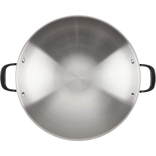 KitchenAid 5-Ply Clad Polished Stainless Steel Wok, Induction Compatible, Dishwasher Safe, 15 Inch Open Stir-Fry Pan