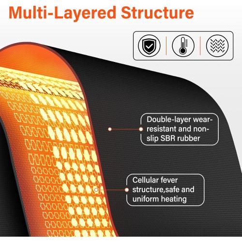 5 Pcs Heated Snow Melting Mats,10 x 30 in No-Slip Rubber Heated Outdoor Mats,Snow and Ice Melting Mats for Winter Outdoor Stairs,Steps,Doorways,Walkways,Driveway,2 in/h Melting Speed
