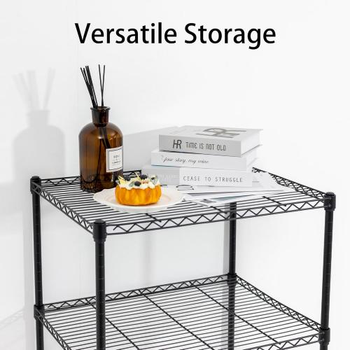 4 Tier Mini Fridge Shelf Adjustable Height Storage Shelf Metal Storage Rack Mini Fridge and Microwave Stand for Dorm, Kitchen, Office, Black