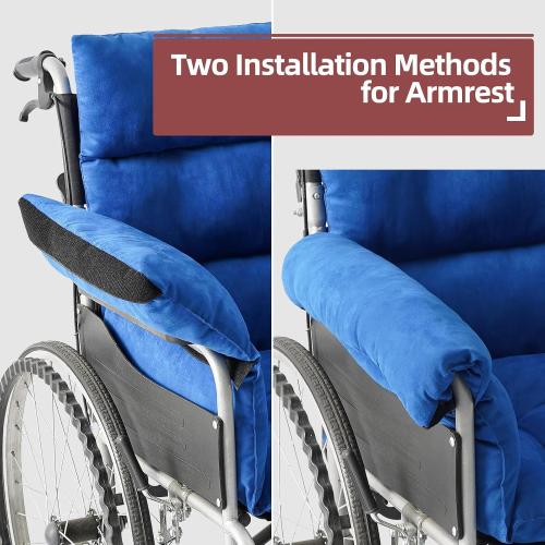 Wheelchair Cushion,Back&Elbow Support Comfortable seat Cushion,Prevent Pressure Sore, Non-Slip 4 Straps,Suitable 20'' Wheelchair (X-Large)