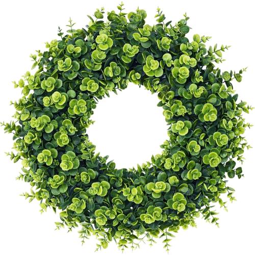 20Inch Boxwood Wreaths, Spring Summer Wreath for Front Door Perfect for Winter All Season Year Round Decor, Faux Boxwood Wreaths Ideal for Front Door Indoor Outdoor Windows Farmhouse