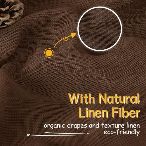 YoungsTex Brown Linen Curtains 84 Inch Length for Living Room - Chocolate Light Filtering Drapes Semi Sheer with Rod Pocket Back Tab for Bedroom, 2 Panels, 52 X 84 Inch