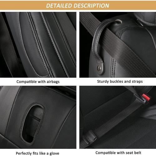 GIANT PANDA Customized Full Set Car Seat Covers Fit Ford Mustang Coupe Hardtop 2015 2016 2017 2018 2019 2020 2021 2022 2023 2024 2025 2026- (Black)
