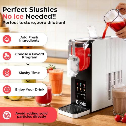 Slushie Machine No Ice Needed,64OZ Slushy Machine for Home with Auto-Clean Function,Commercial Frozen Drink Maker,6 Pre-Set Programs,LED Display,Frozen Margaritas,Frappés,Milkshake