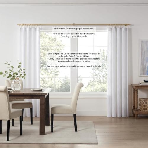 MODE Cambria® Designer Series - Premium 9 foot Custom Curtain Rod - 1-1/8 inch Large Diameter - Non-Adjustable for a Seamless Look - Premium Designer Brackets and End Caps - Brushed Gold Finish