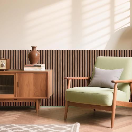 WoveN SounD Acoustic Wall Panels, Teak, 10 Pack, 47.2x23.6 in | Self-Adhesive, Peel and Stick, NRC 0.95, Premium Sound, Echo Proof, Slat Decor, Studio, Home, Office, Media Room