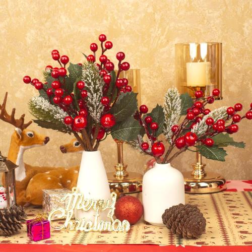 10 Pack Christmas Artificial Berry Twigs for Tree Decoration, DIY Red Berry Stems for Crafts Wreath Garland Ornaments Decor
