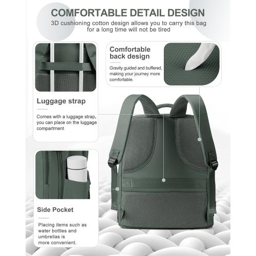 coowoz Large Travel Backpack Carry On for Women Man Waterproof Gym Backpacks Mochila de Viaje Teacher Travel Bag Essentials Personal Item Backpack Rucksack Airplane Accessories Must Haves Olive Green