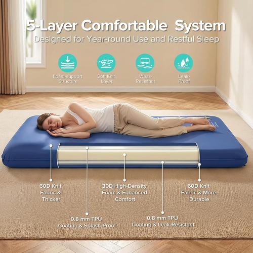 Self-Inflating Sleeping Pad for Camping, 3 Ultra-Thick Outdoor Camping Mat with Pillow & 9.5 R-Value, Insulated All-Season Foam Camping Mattress for Camping Travel Tent Car