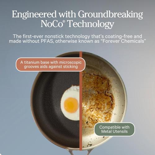 Our Place Titanium Always Pan Pro | 10.6 PFAS-Free Nonstick Frying Pan with Spatula | Chef-Grade Tri-Ply Stainless Steel & Aluminum Build | Induction & Oven-Safe up to 750°F | Gold