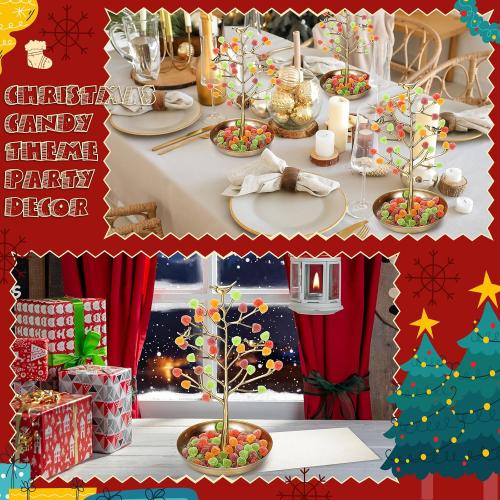 Soaoo Festive Gumdrop Tree Christmas Nostalgic Gum Drops Artificial Tree for Table Centerpiece Christmas Decorations for Tabletop Display Ornament Candy Themed Party Supplies Xmas (Antique Gold)