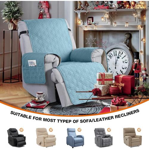 VANSOFY 100% Waterproof Recliner Chair Covers, Recliner Cover Non-Slip Dog Chair Cover Furniture Protector Washable Slipcover with Pocket, Elastic Straps for Pets, Dogs(Azuree, 23.6)
