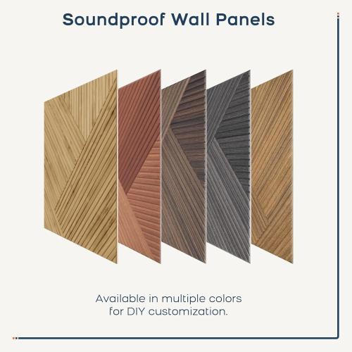 BUBOS 6-Pack Acoustic Panels, Wood Grain Sound Absorbing Panels, 23.6x23.6 | Peel and Stick, for Home Office, Studio & Wall Decor Sound Treatment, Wall Panels for Noise Reduction & Stylish Room