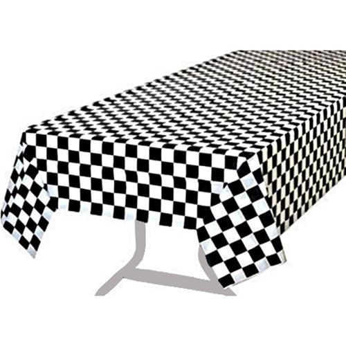 Pcs of 2 Premium Plastic Checkered Flag Tablecloths Picnic Table Covers, Tablecovers Party Favor (2, Black)