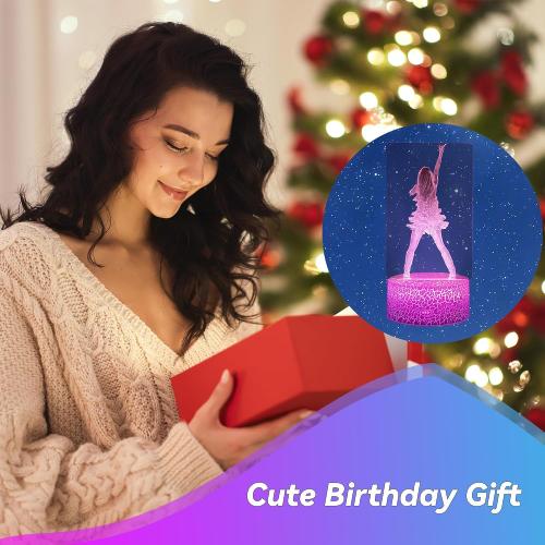 Girls Gifts, Singing Girl Birthday Gift, Decoration for Room. Table Lamp for Music Party Supplies.Night Light with 16 Colors Change and Timing