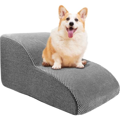Cat/Dog Ramp Stair Stable, 2/3 Step Small Dog Stair Safe Sponge Filling Pet Ladder Ramp, Nonslip Bottom for Cat Puppy Pet,Stairs for High Beds and Couch,Indoor Steps(2 Step)