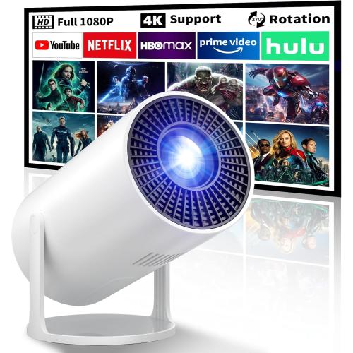 Mini Projector Portable Proyector 4K Support, Native 720P Small Projector with 270° Rotatable Stand, Compatible with TV Stick/Smartphone/HDMI/USB for Bedroom/ Outdoor Camping (No WiFi or Bluetooth)