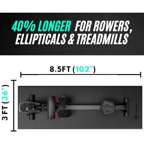 Powr Labs Rowing Machine Mat, Treadmill Mat for Carpet & Hardwood Floors - Rower Mat for Hydrow, Concept 2, Peloton Rower, Exercise Equipment, Gym Equipment