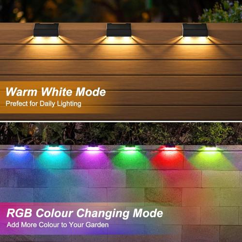 6 Pack........Ellasay Solar Fence Lights Outdoor: 8 Lighting Modes with RGB Solar Powered Deck Light - Waterproof IP65 - Wall Decor for Garden Patio Backyard Porch 2 Pack