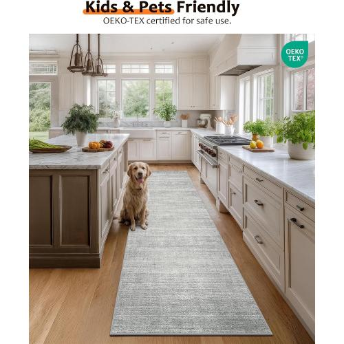 Art&Tuft 2'6x12 Runner Rug Non Slip, Washable Rug Runners for Hallways,Grey