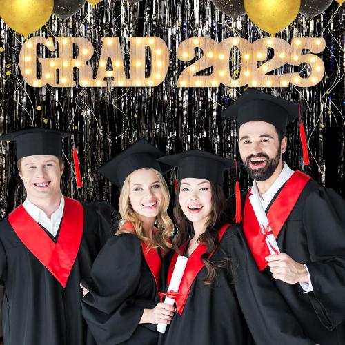 2025 Graduation LED Light-Up Marquee Letters Sign - GRAD 2025 Decor, Class of 2025 Party Supplies for College, High School, Preschool, Table Centerpieces, Battery Operated