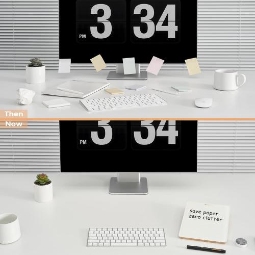 Desktop Glass Whiteboard with Reversible Wood Stand, Small White Board, Mini Dry Erase Whiteboard Easel for Desk, Reusable Desk Notepad 9.5x6.7 for Home, Office, Accessories Included, Yeoux