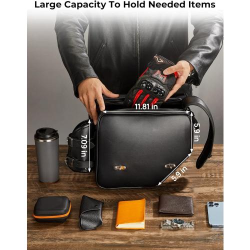 KEMIMOTO Motorcycle Saddle Bags PU Leather Saddlebags Waterproof with Cup Holder 18L Capacity Compatible with Softail Dyna Road King Universal