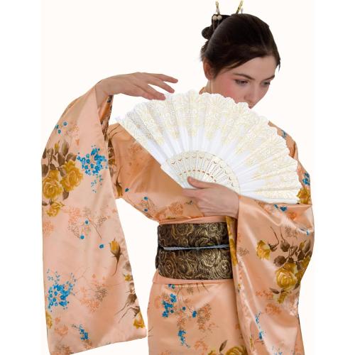 EOSAU Handheld Chinese Folding Fan Hand Fans for Women Foldable Bulk for Party Wedding Church Dancing (White)
