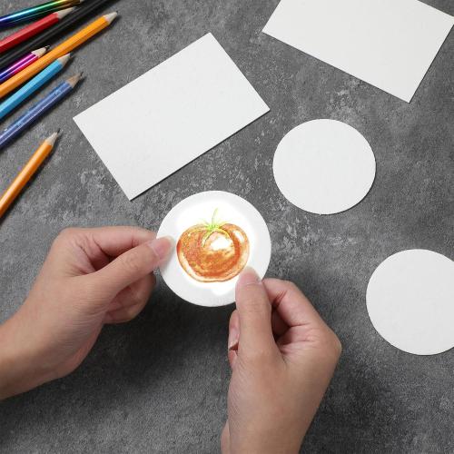 20 Pcs Foam Texture Paper 3D Drawing Canvas Sponge Paper Puffy Texture Blank Painting Papers with 1 Pcs Watercolor Brush Pen for Acrylics Painting Arts DIY Crafts(Circle2.6''x2.6'', Square4.3''x2.8'')