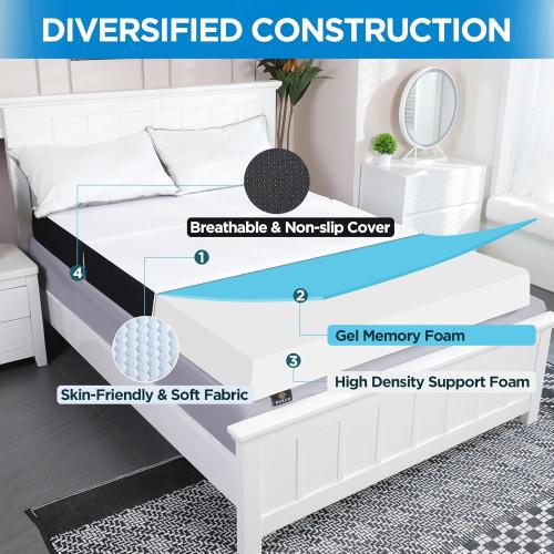 Folding Mattress Queen Size, 3 inch Tri-fold Memory Foam Mattress Topper with Washable Cover,Foldable Mattress Topper for Camping,Road Trip,Guest