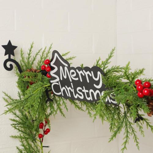 Christmas Garland Hanger for Front Door Adjustable 34-48 Inch, Over The Door No Drill Garland Holder with Heavy Duty 22lb Capacity, Includes Merry Christmas Sign for Outdoor Holiday Decor
