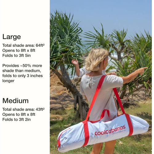 CoolCabana Beach Shade Tent - Easy Setup, UPF 50  Protection, Large & Medium Sizes, Compact & Wind Resistant - Beach Cabana for The Whole Family - Pineapples, Medium