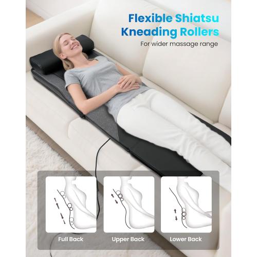 COMFIER Shiatsu Full Body Massage Mat with Heat, Back Massage Pad for Pain Relief Deep Tissue Kneading & Vibration Heating Chair Massager for Recliner, Sofa, Bed