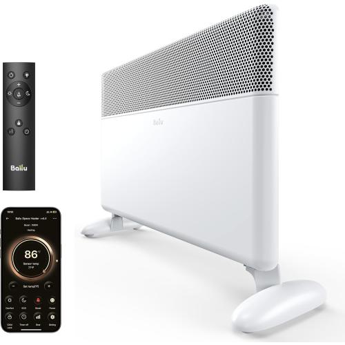 Ballu Convection Panel Space Heater for Large Room,1500W Electric Heater with Programmable Thermostat,WiFi App Control,Standing or Wall Mount,Smart Quiet Heater for Indoor Use,Works with Alexa,White