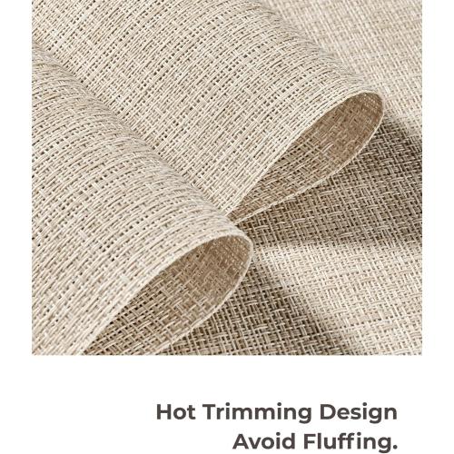 Leetaltree Beige Placemats Set of 8 - Heat Resistant Non-Slip Place mats for Dining Table, Washable Durable PVC Vinyl Woven Table Mats（Beige, 8）