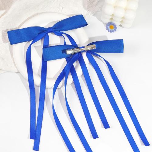 Ayesha Blue Hair Bows Clips Royal Blue Bow Hair Ribbon Bowknot with Long Tail Blue Bows Barrettes Hair Accessories for Women Girls 4PCS